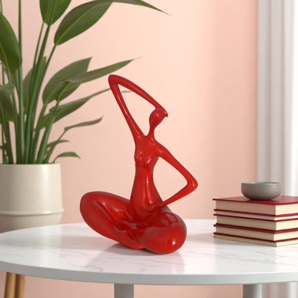 Modern Art Ballet Dancer Sitting Red Resin Statue -  Size: 9"L x 5"W x 11"H. - Image 2