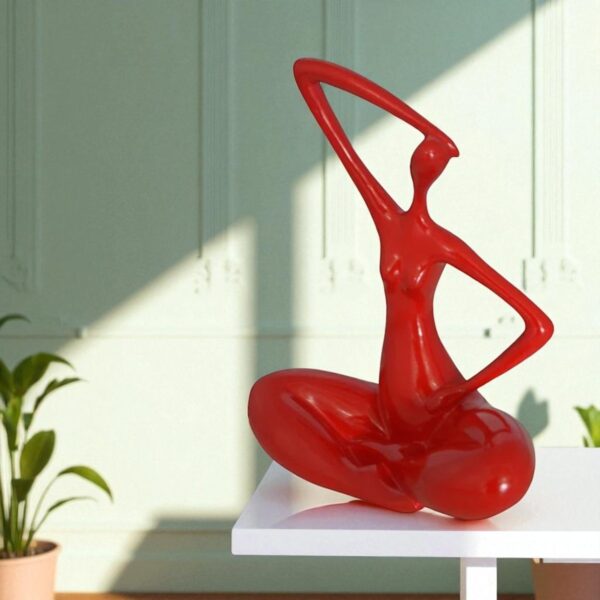 Modern Art Ballet Dancer Sitting Red Resin Statue -  Size: 9"L x 5"W x 11"H. - Image 3