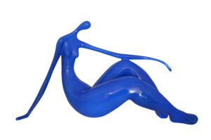 Modern Art Blue Women on the Beach Resin Statue -  Size: 27"L x 8"W x 15"H.