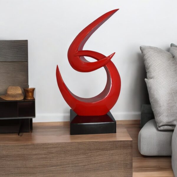 Modern Art Red Boomerang Statue made of Resin -  Size: 13"L x 8"W x 23"H. - Image 2