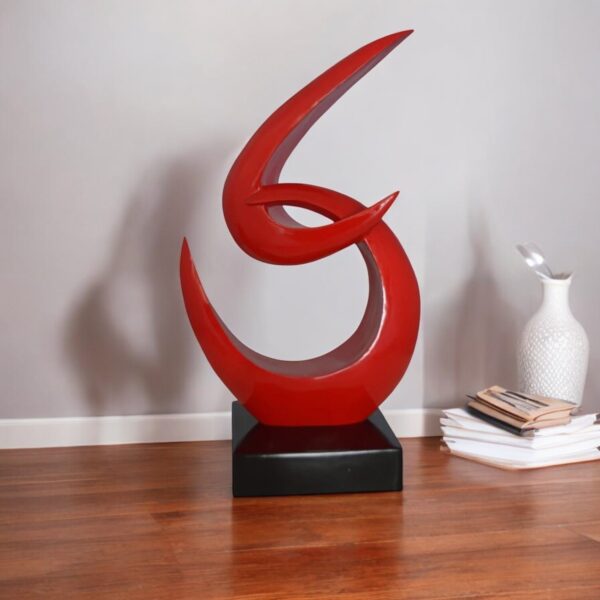 Modern Art Red Boomerang Statue made of Resin -  Size: 13"L x 8"W x 23"H. - Image 3