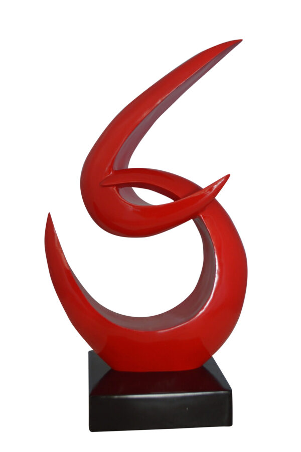 Modern Art Red Boomerang Statue made of Resin -  Size: 13"L x 8"W x 23"H.