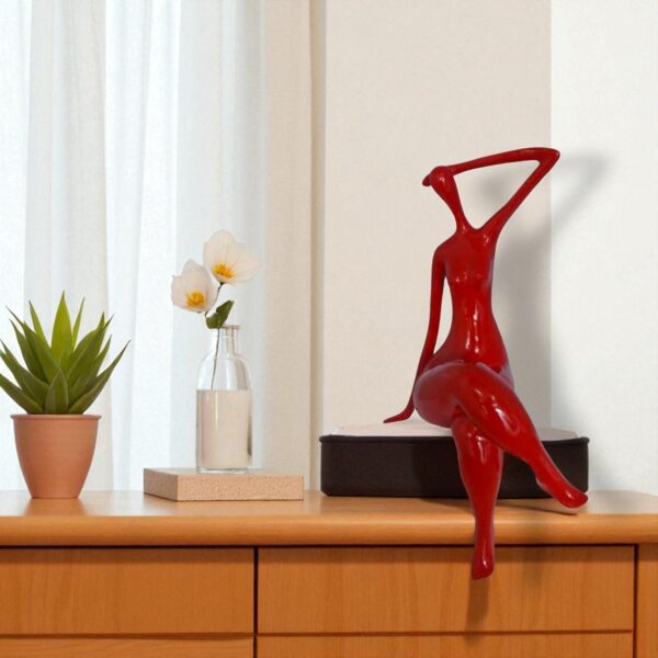 Modern Art Sitting on Edge Girl Made of Resin -  Size: 9"L x 7"W x 16"H. - Image 3