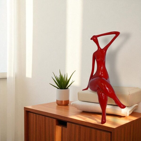 Modern Art Sitting on Edge Girl Made of Resin -  Size: 9"L x 7"W x 16"H. - Image 2