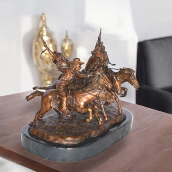 Coming Thru The Rye Small Remington Replica - Orrville Marble Base Bronze Statue, 14"L x 9"W x 13"H - Image 4