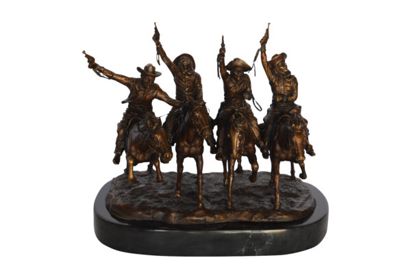 Coming Thru The Rye Small Remington Replica - Orrville Marble Base Bronze Statue, 14"L x 9"W x 13"H