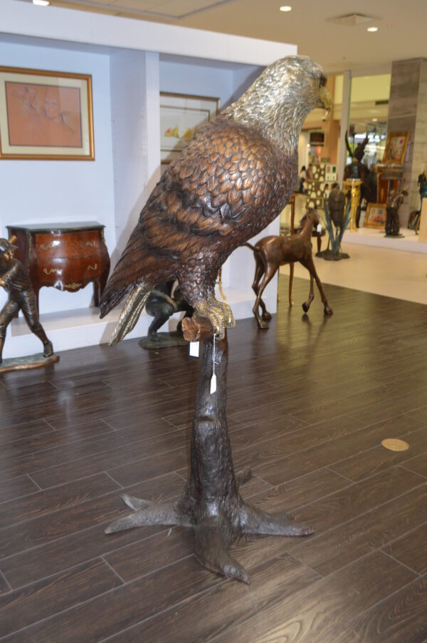 Large Eagle Standing On A Branch Bronze Statue -  Size: 30"L x 40"W x 70"H. - Image 10