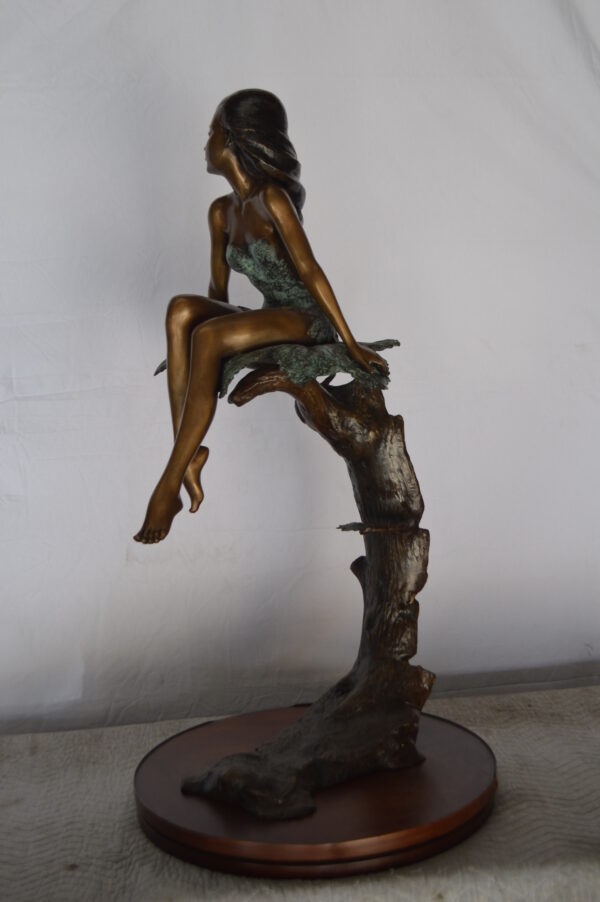 Girl on Maple Leaf Bronze Statue -  Size: 23"L x 18"W x 44"H. - Image 7
