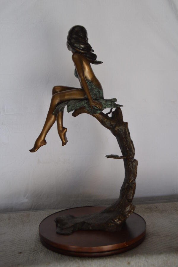 Girl on Maple Leaf Bronze Statue -  Size: 23"L x 18"W x 44"H. - Image 8