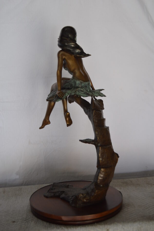 Girl on Maple Leaf Bronze Statue -  Size: 23"L x 18"W x 44"H. - Image 9