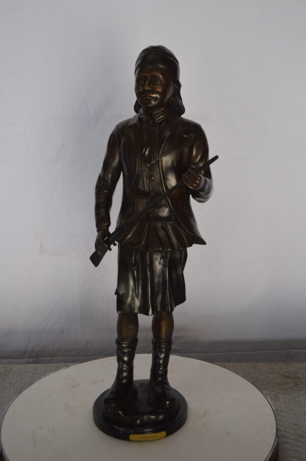Geronimo Bronze Statue Mounted on a Marble Base -  Size: 10"L x 8"W x 31"H. - Image 3
