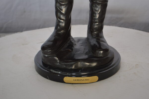 Geronimo Bronze Statue Mounted on a Marble Base -  Size: 10"L x 8"W x 31"H. - Image 10