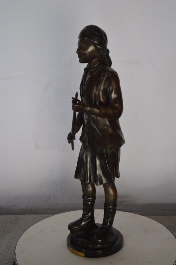 Geronimo Bronze Statue Mounted on a Marble Base -  Size: 10"L x 8"W x 31"H. - Image 4