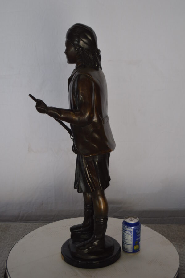 Geronimo Bronze Statue Mounted on a Marble Base -  Size: 10"L x 8"W x 31"H. - Image 5