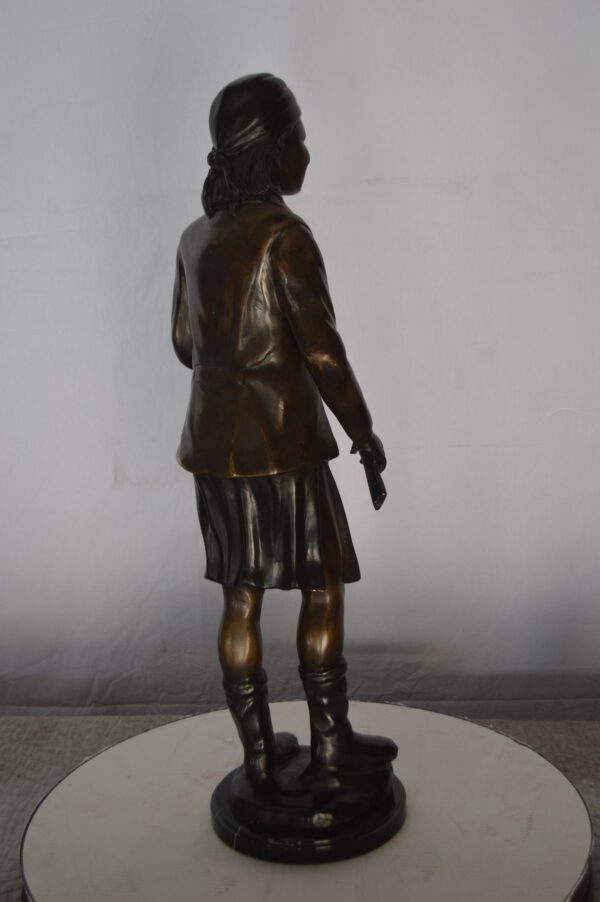 Geronimo Bronze Statue Mounted on a Marble Base -  Size: 10"L x 8"W x 31"H. - Image 7