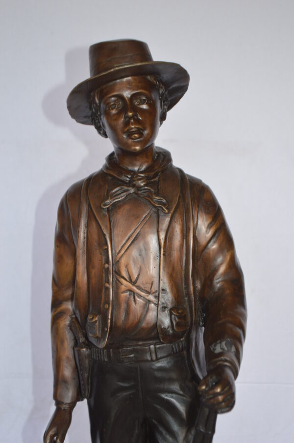 Texas Jack Bronze Statue Mounted on a Marble Base -  Size: 11"L x 9"W x 31"H. - Image 3