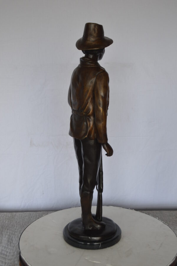Billy the Kid Bronze Statue mounted on Marble Base -  Size: 11"L x 9"W x 31"H. - Image 7