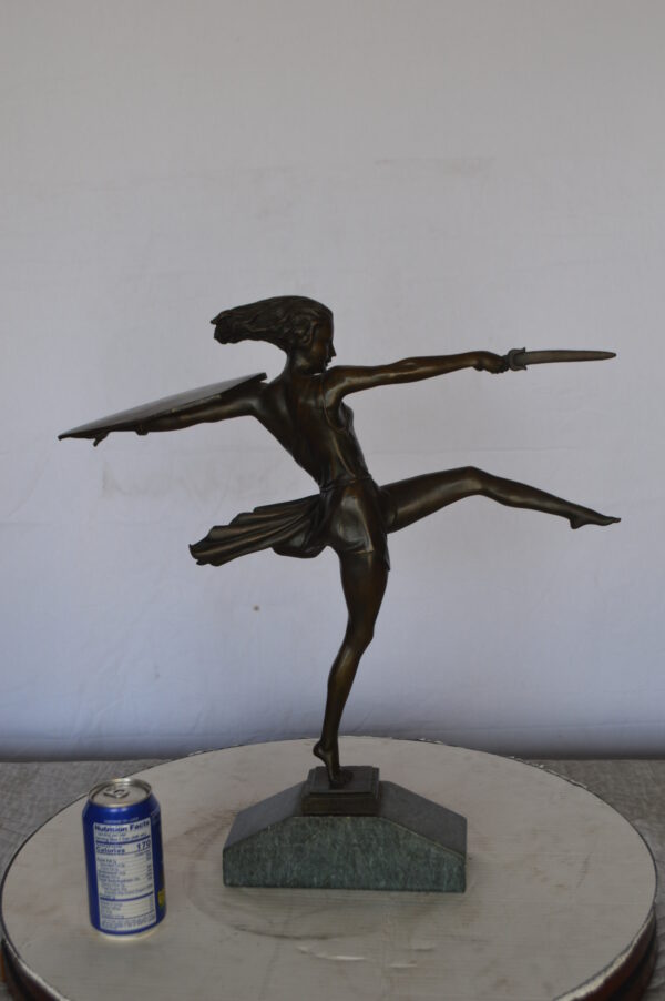 Woman Fighter with Sword Bronze Statue -  Size: 19"L x 5"W x 20"H. - Image 3