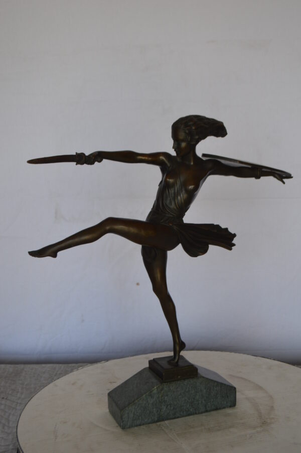 Woman Fighter with Sword Bronze Statue -  Size: 19"L x 5"W x 20"H. - Image 7