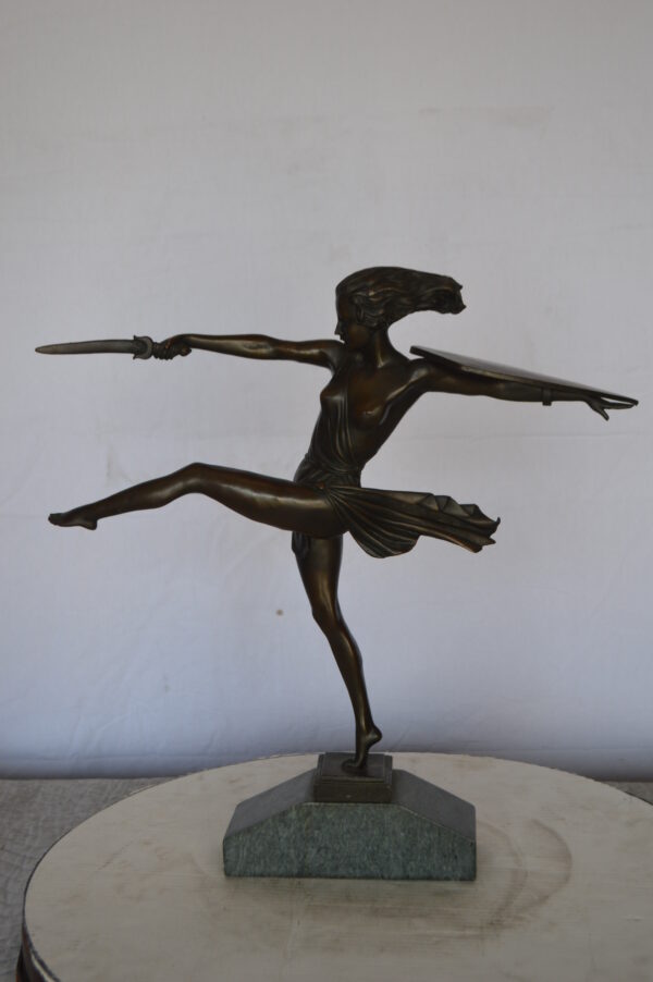 Woman Fighter with Sword Bronze Statue -  Size: 19"L x 5"W x 20"H. - Image 8