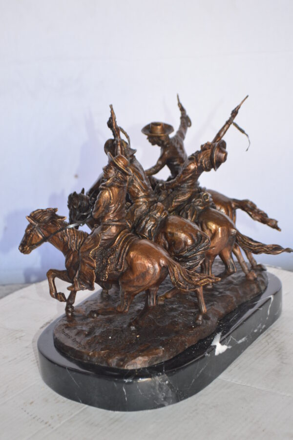 Coming Thru The Rye Small Remington Replica - Orrville Marble Base Bronze Statue, 14"L x 9"W x 13"H - Image 7