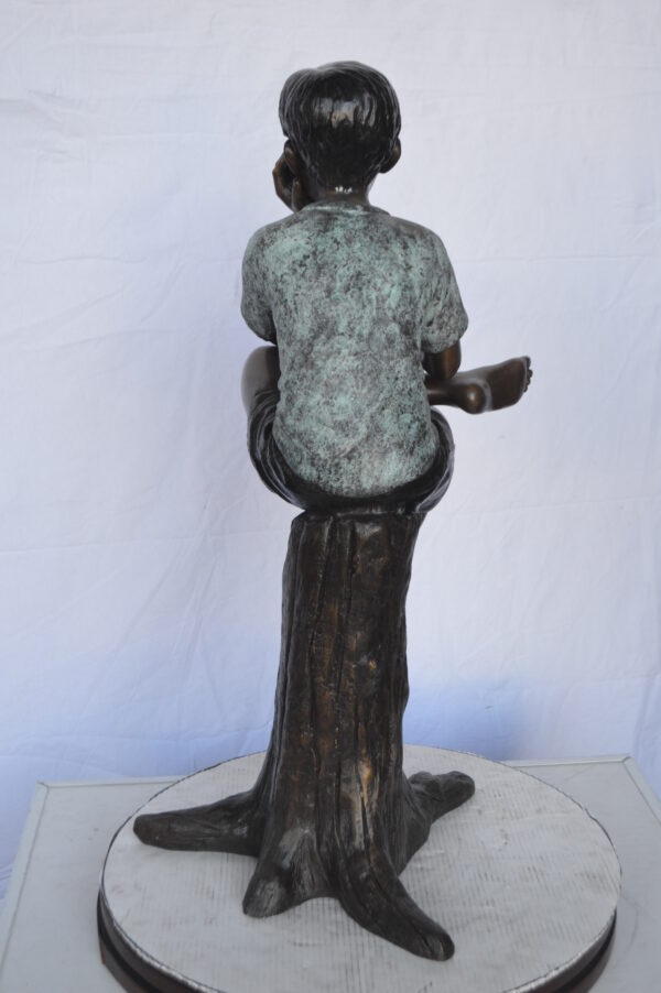 Boy Sitting on a Stump Reading a Book -  Size: 18"L x 20"W x 35"H. - Image 7