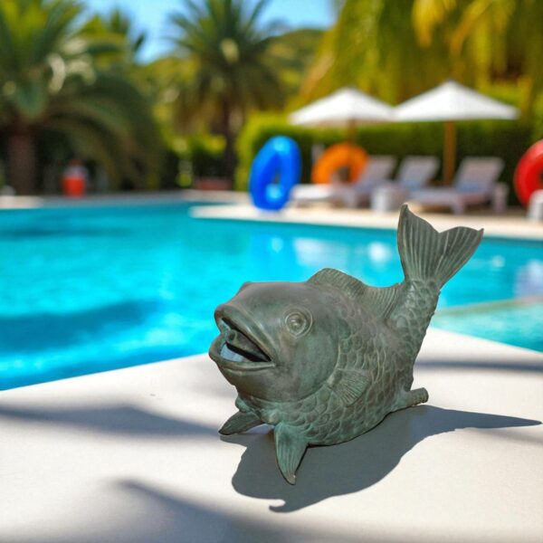 Fish Fountain Small size Bronze Statue -  Size: 4"L x 10"W x 7"H. - Image 3