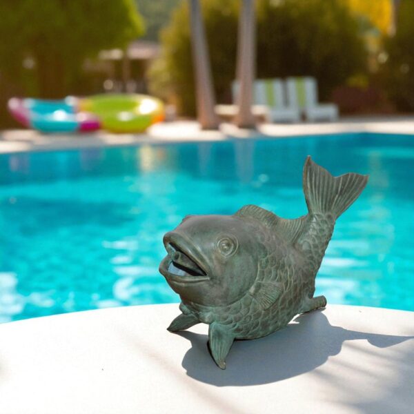Fish Fountain Small size Bronze Statue -  Size: 4"L x 10"W x 7"H. - Image 2