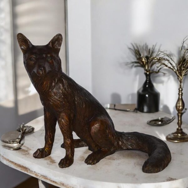 Fox Sitting Bronze Statue -  Size: 23"L x 17"W x 20"H. - Image 2