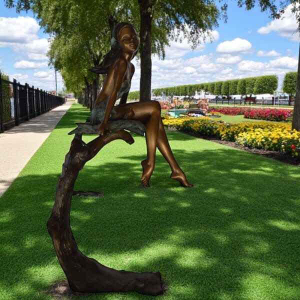 Girl on Maple Leaf Bronze Statue -  Size: 23"L x 18"W x 44"H. - Image 3
