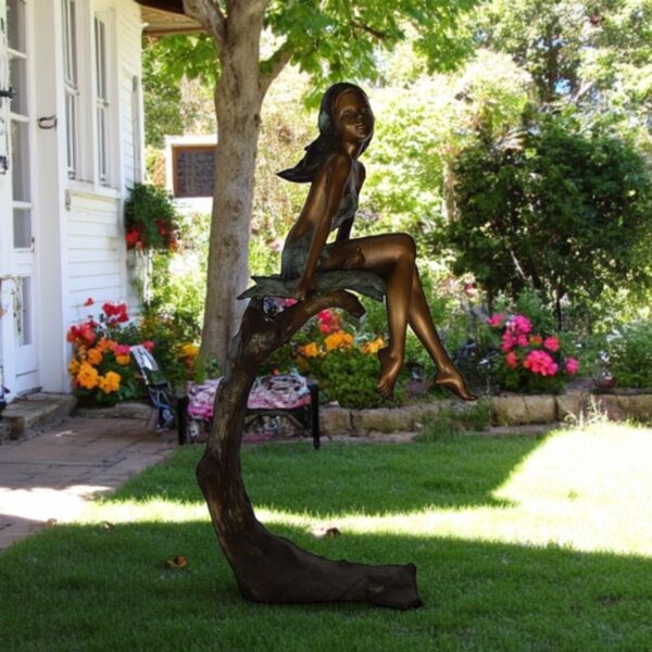Girl on Maple Leaf Bronze Statue -  Size: 23"L x 18"W x 44"H. - Image 2