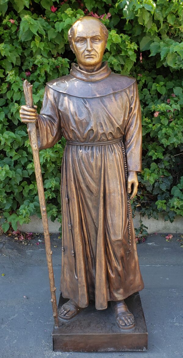 St. Serra Bronze Statue Brown Patina -  Size: 22"L x 19"W x 62"H. - Image 2