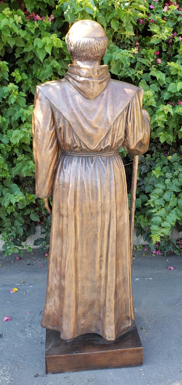 St. Serra Bronze Statue Brown Patina -  Size: 22"L x 19"W x 62"H. - Image 3