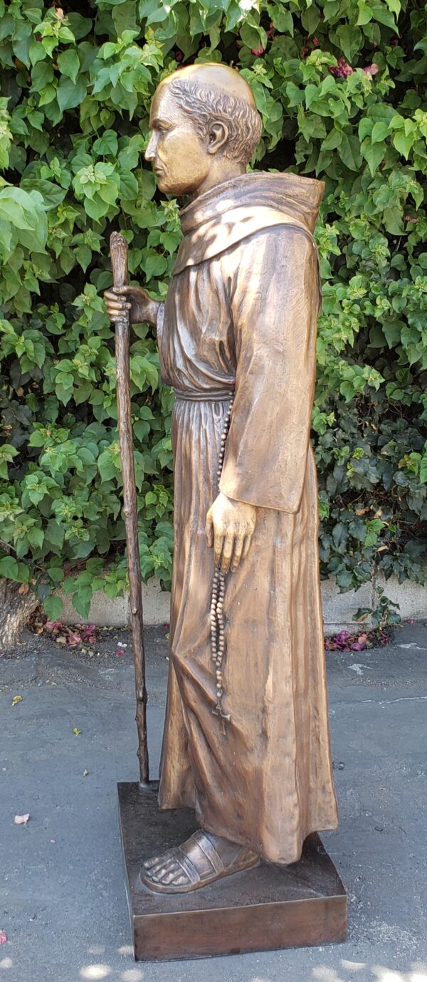 St. Serra Bronze Statue Brown Patina -  Size: 22"L x 19"W x 62"H. - Image 4