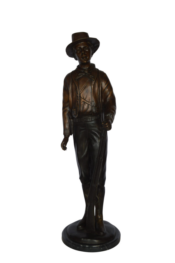 Texas Jack Bronze Statue Mounted on a Marble Base -  Size: 11"L x 9"W x 31"H.