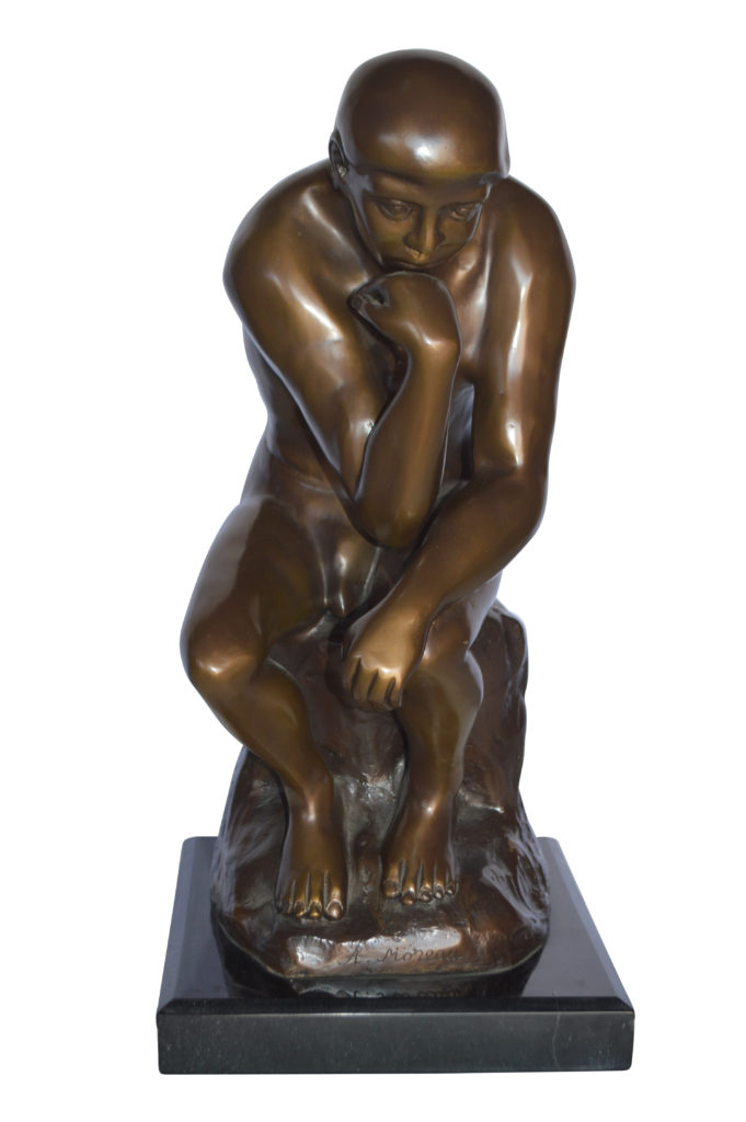 The Thinker by Rodin Bronze Statue Replica -  Size: 10"L x 11"W x 20"H.
