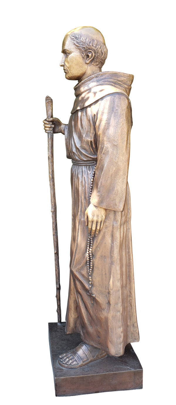 St. Serra Bronze Statue Brown Patina -  Size: 22"L x 19"W x 62"H. - Image 7