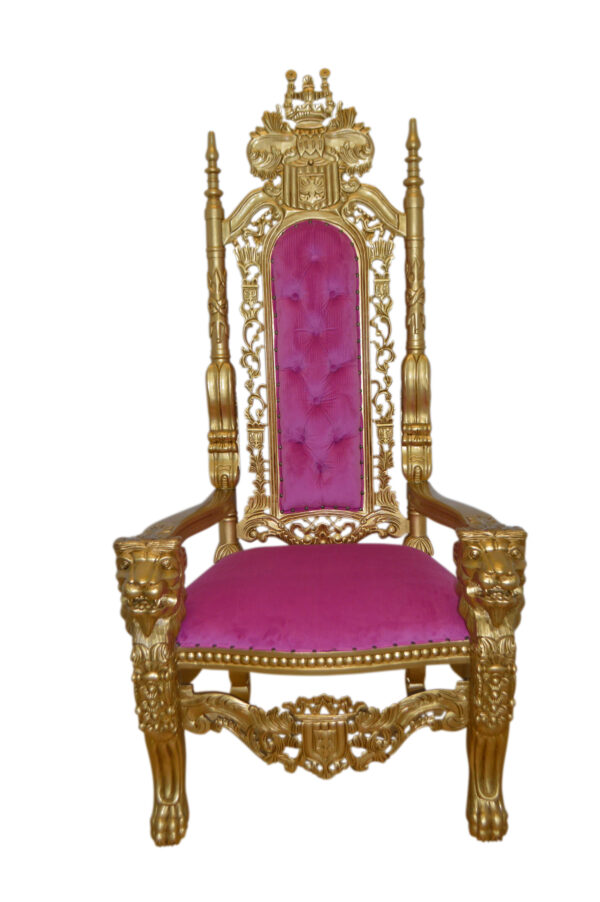 Gold and Pink Lion Chair -  Size: 26"L x 36"W x 71"H.