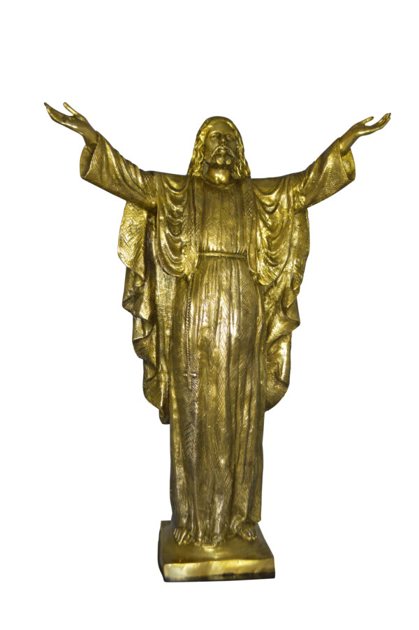 Jesus Opens His Hands Bronze Statue -  Size: 10"L x 21"W x 32"H.