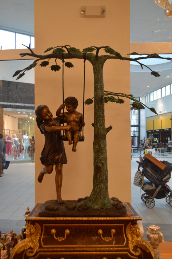 Swing Set Under A Three Bronze Statue -  Size: 60"L x 33"W x 60"H. - Image 3