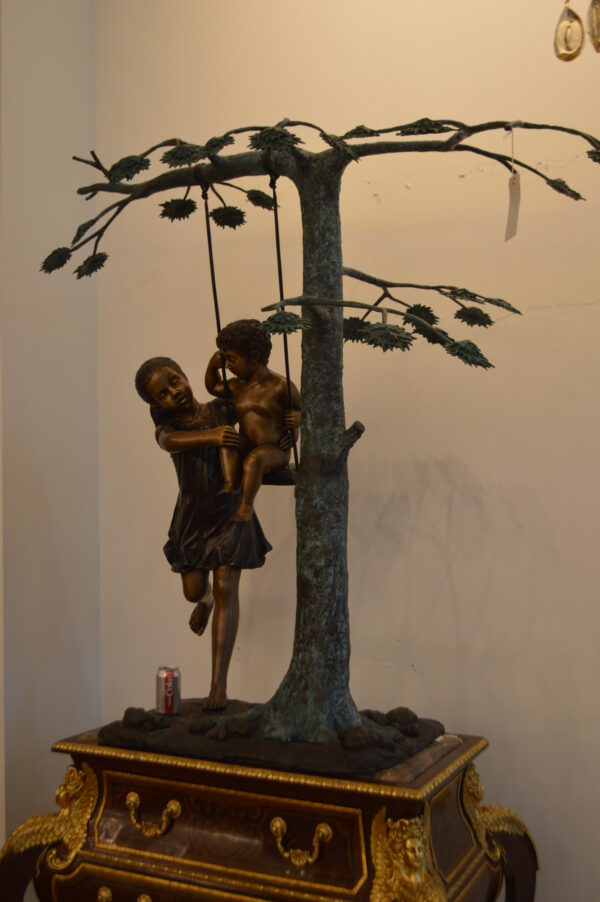 Swing Set Under A Three Bronze Statue -  Size: 60"L x 33"W x 60"H. - Image 6