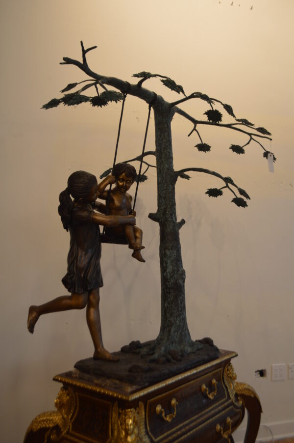 Swing Set Under A Three Bronze Statue -  Size: 60"L x 33"W x 60"H. - Image 8