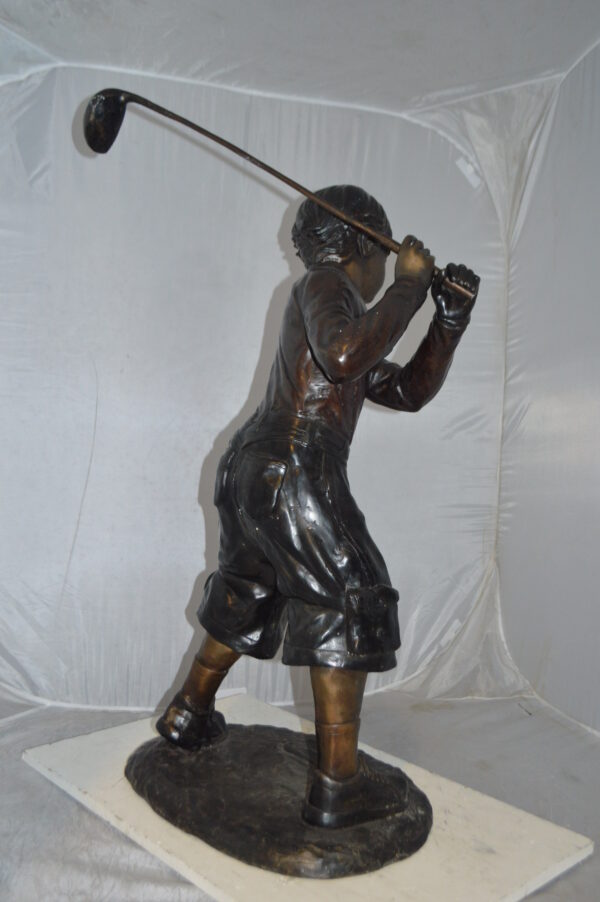 Young Boy Plays Golf Bronze Statue -  Size: 19"L x 21"W x 45"H. - Image 10