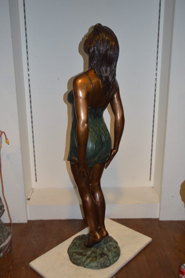 Spring Lady Watching The Sun Bronze Statue -  Size: 18"L x 12"W x 64"H. - Image 6