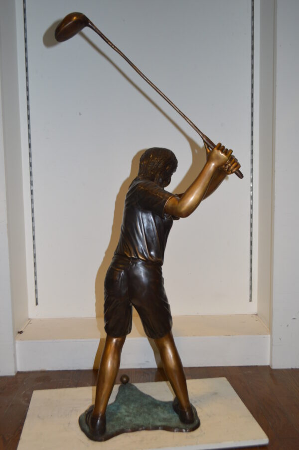Susan Plays Golf Bronze Statue -  Size: 18"L x 23"W x 47"H. - Image 6