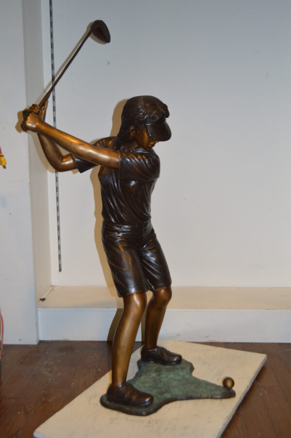 Susan Plays Golf Bronze Statue -  Size: 18"L x 23"W x 47"H. - Image 8