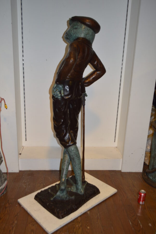 Frog With Cigar Plays Golf Bronze Statue -  Size: 24"L x 15"W x 64"H. - Image 5