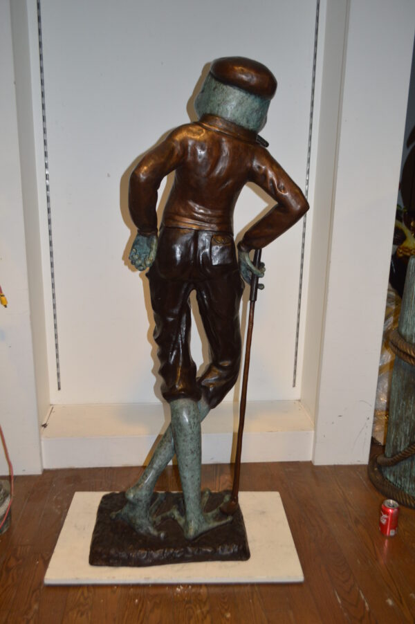 Frog With Cigar Plays Golf Bronze Statue -  Size: 24"L x 15"W x 64"H. - Image 6