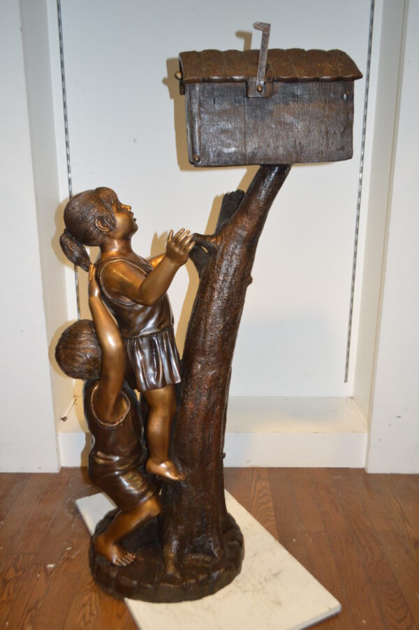 Two Kids Climbing A Mailbox -  Size: 30"L x 21"W x 57"H. - Image 2
