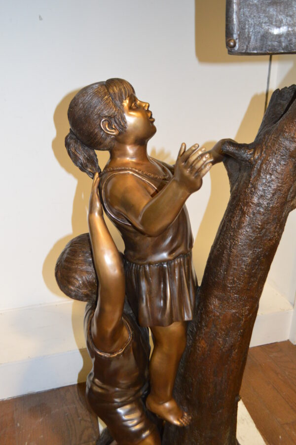 Two Kids Climbing A Mailbox -  Size: 30"L x 21"W x 57"H. - Image 4
